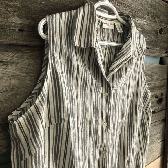 CARROLL Reed plus size 18 sleeveless button down blouse - Picture 2 of 4